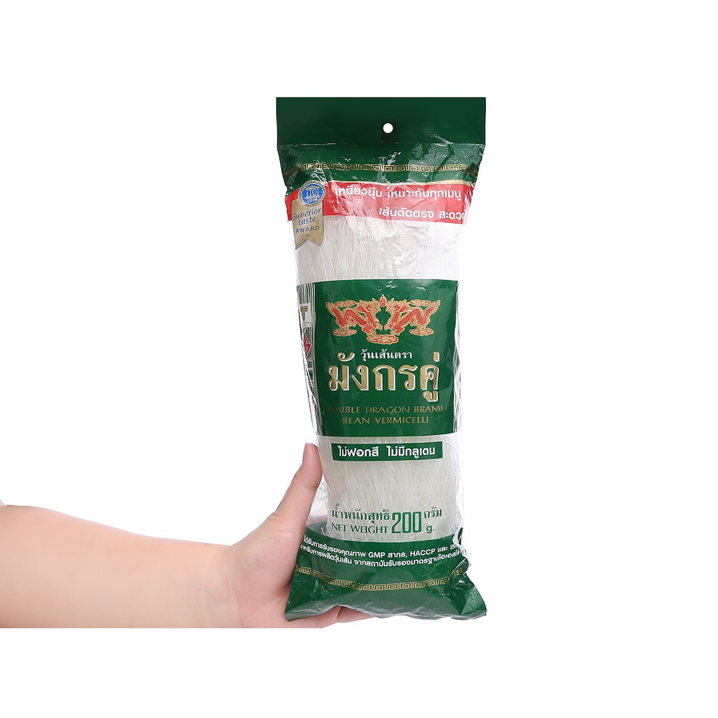 Miến đậu xanh 100% Thái Lan Dragon ADOMA 200g làm miến xào hải sản gia vị ADOMA วุ้นเส้นมังกรคู่