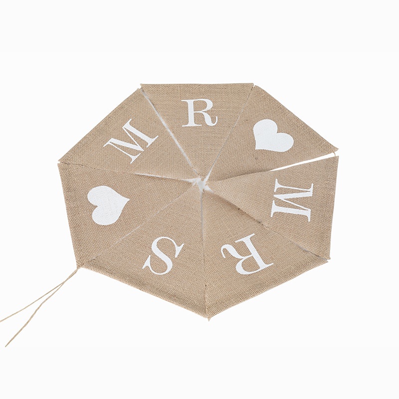 Dây cờ vải bố in chữ A-Z trang trí tiệc cưới đẹp mắt