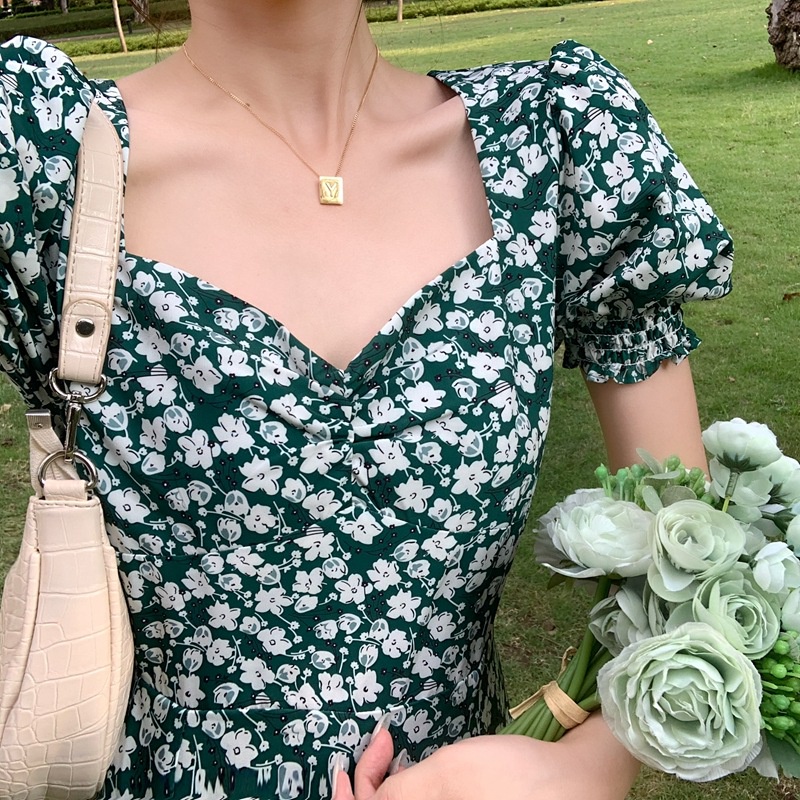 Đầm Chiffon Tay Phồng In Hoa Phong Cách Pháp Thời Trang Mùa Hè Mới 2022