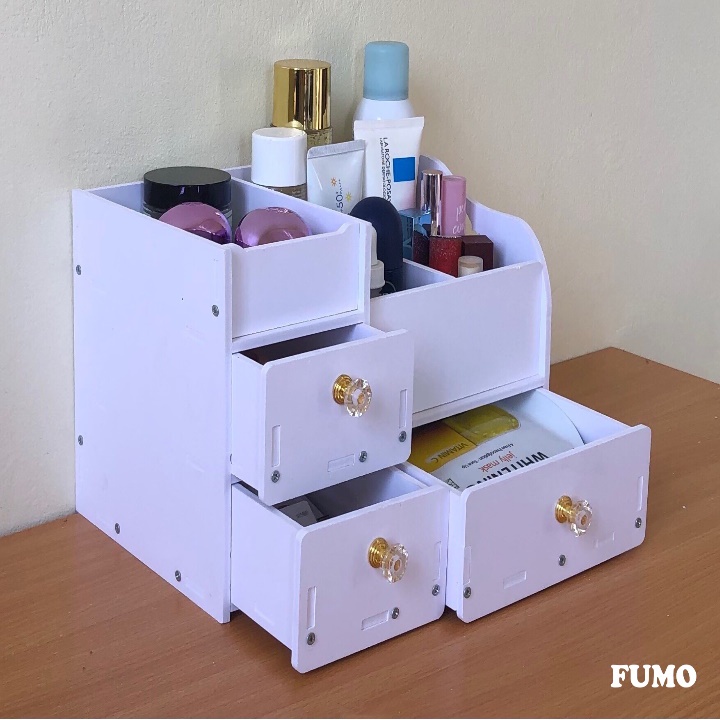 Kệ đựng mỹ phẩm mini tủ đựng đồ trang điểm đa năng 3 tầng có ngăn kéo FUMO KMP02