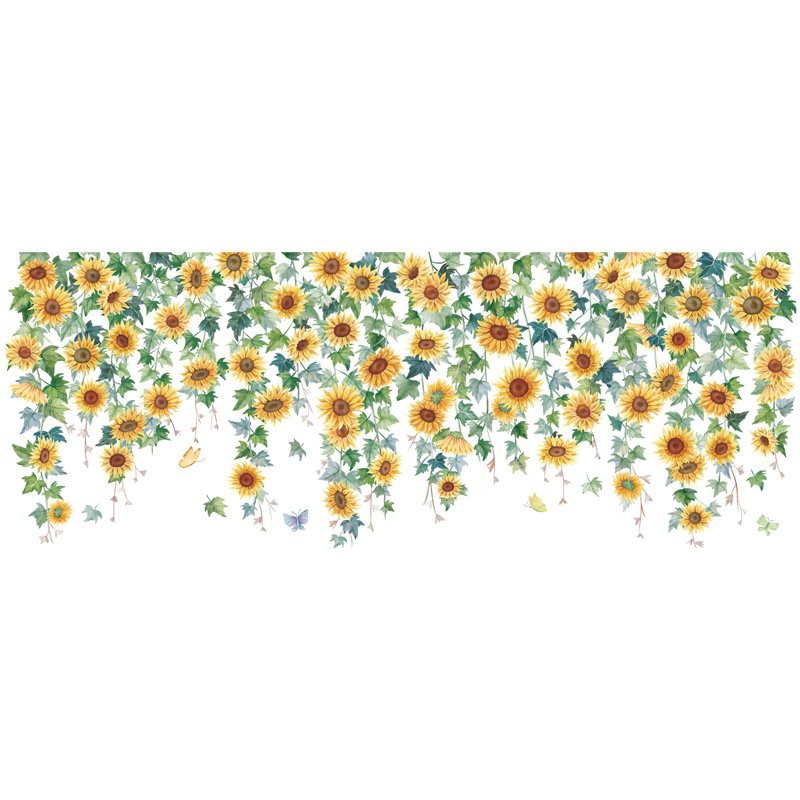 Decal dán tường tán hoa hướng dương mẫu hàn trang trí phòng khách phòng ngủ