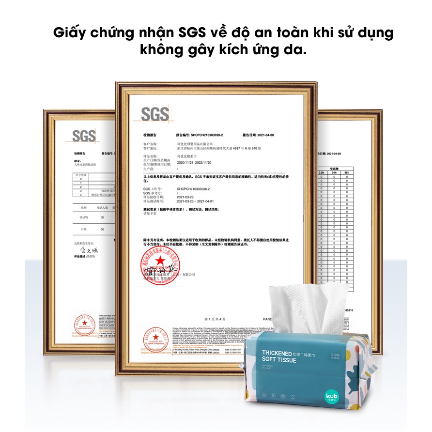 Khăn mặt khô cao cấp KUB, giấy lau đa năng dùng 1 lần có thể tái sử dụng, gói 100 tờ cỡ lớn