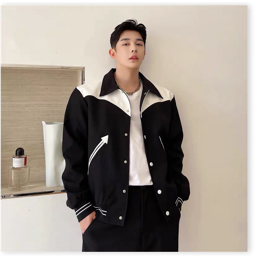 ÁO KHOÁC BOMBER NAM CỔ SƠ MI PHỐI NÚT BẤM PHONG CÁCH HÀN QUỐC MẪU MỚI