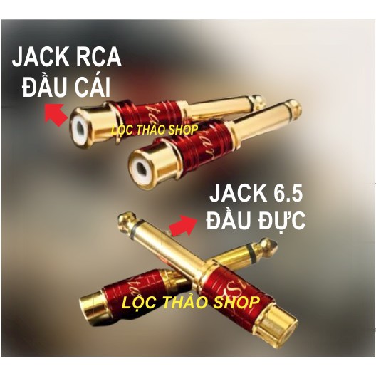 Jack chuyển 6.5 ra AV - Jack 6 ly ra AV - Đầu chuyển jack 6.5 sang hoa sen