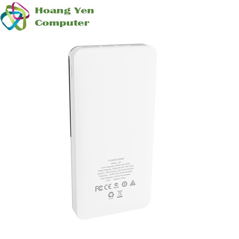 Sạc Dự Phòng Hoco J42 10000mAh Lõi Polymer 2 Cổng Sạc Vào, 2 Cổng Sạc Ra - BH 1 Năm