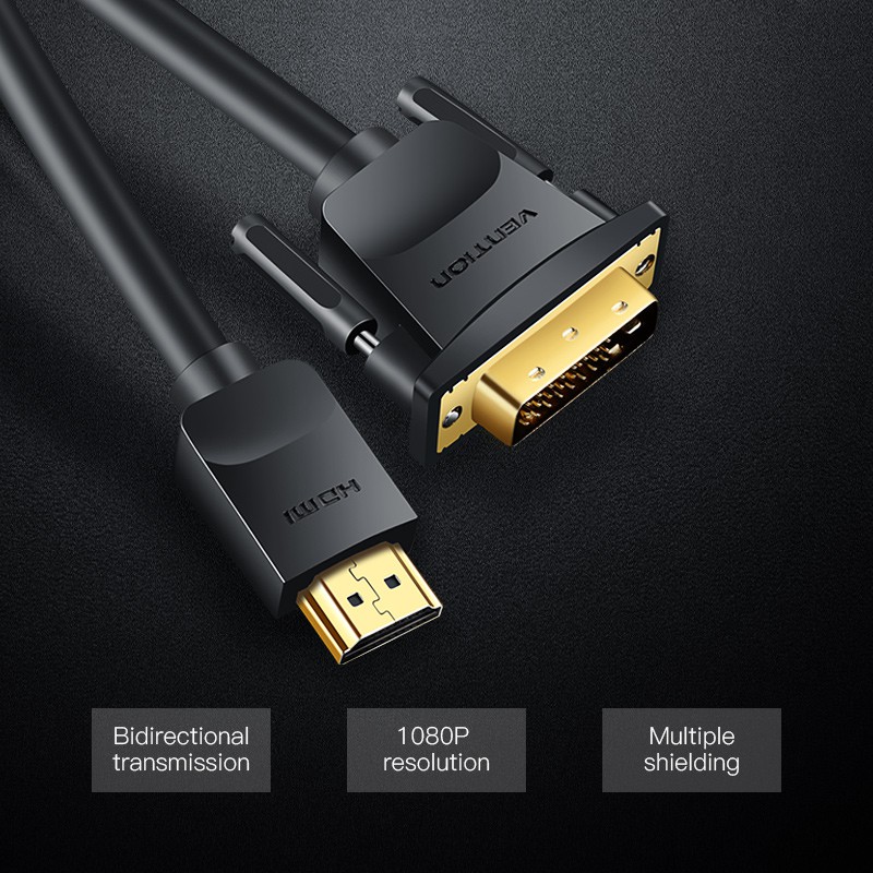 Dây Cáp chuyển HDMI to DVI 1.5m Vention ABFBG (Có thể chạy đảo chiều)