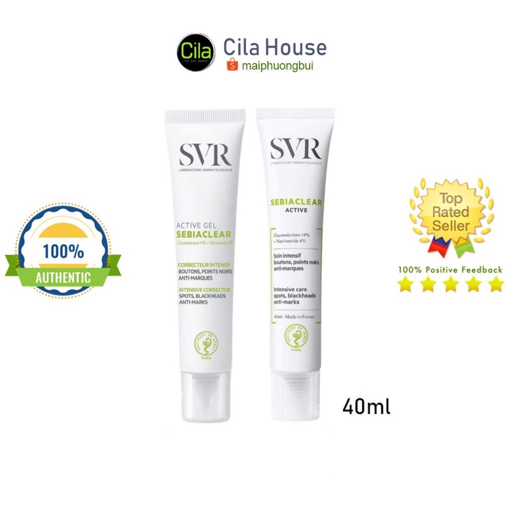 [CHÍNH HÃNG] Kem Dưỡng Giảm Mụn Và Loại Bỏ Dầu SVR Sebiaclear Active/ Active Gel 40ml - Cila House