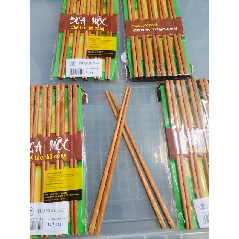Đũa gỗ xoắn khảm đầu (1 vỉ 10 đôi) Thăng Long Công ty cổ phần sản xuất và thương mại Phú Sang