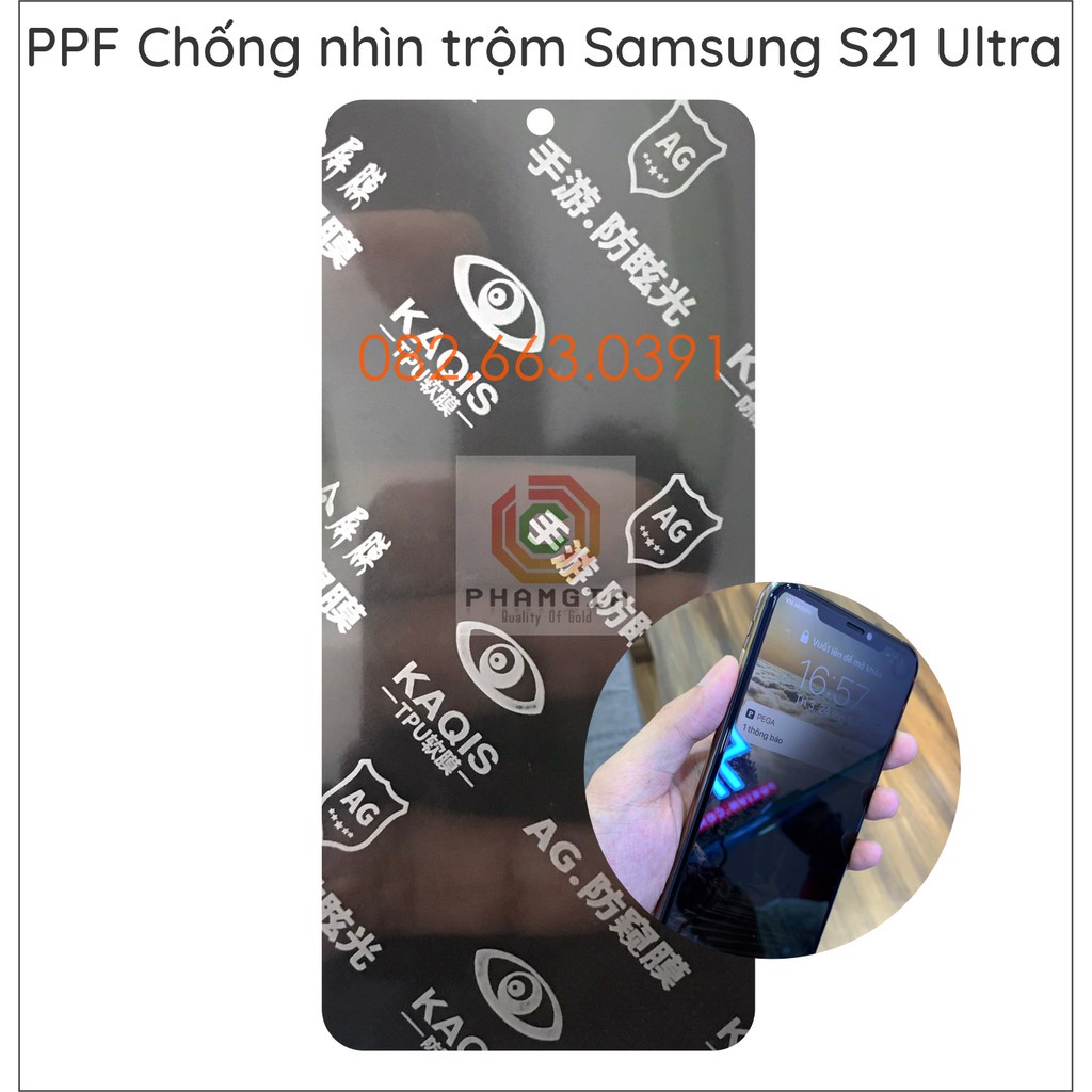 Dán PPF dẻo chống nhìn trộm Samsung S21 S21 plus S21 Ultra siêu bền, tự phục hồi vết thương