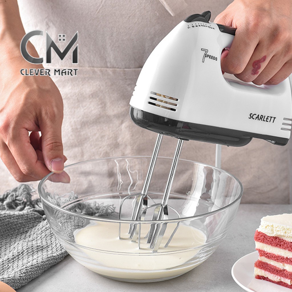 &quot;Máy đánh trứng cầm tay cao cấp Scarlett vỏ máy nhựa công suất 180W - Tặng kèm 2 que nhào bột&quot;