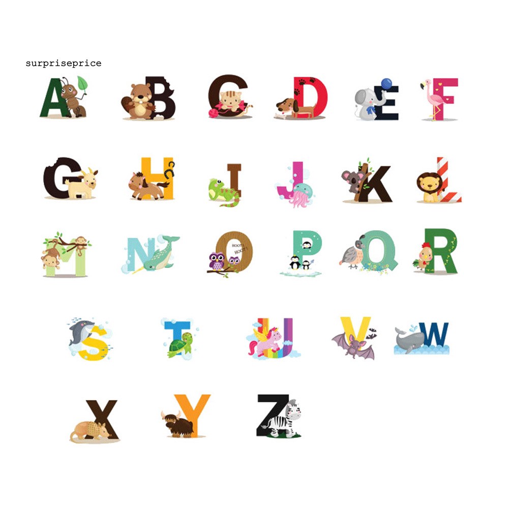 Set 3 Miếng Dán Tường Trang Trí Hình 26 Chữ Cái Tiếng Anh Xinh Xắn