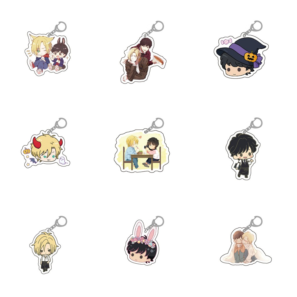 (mica trong acrylic) Móc khóa in hình Banana Fish Song nhân trừ đạo anime chibi xinh xắn dễ thương