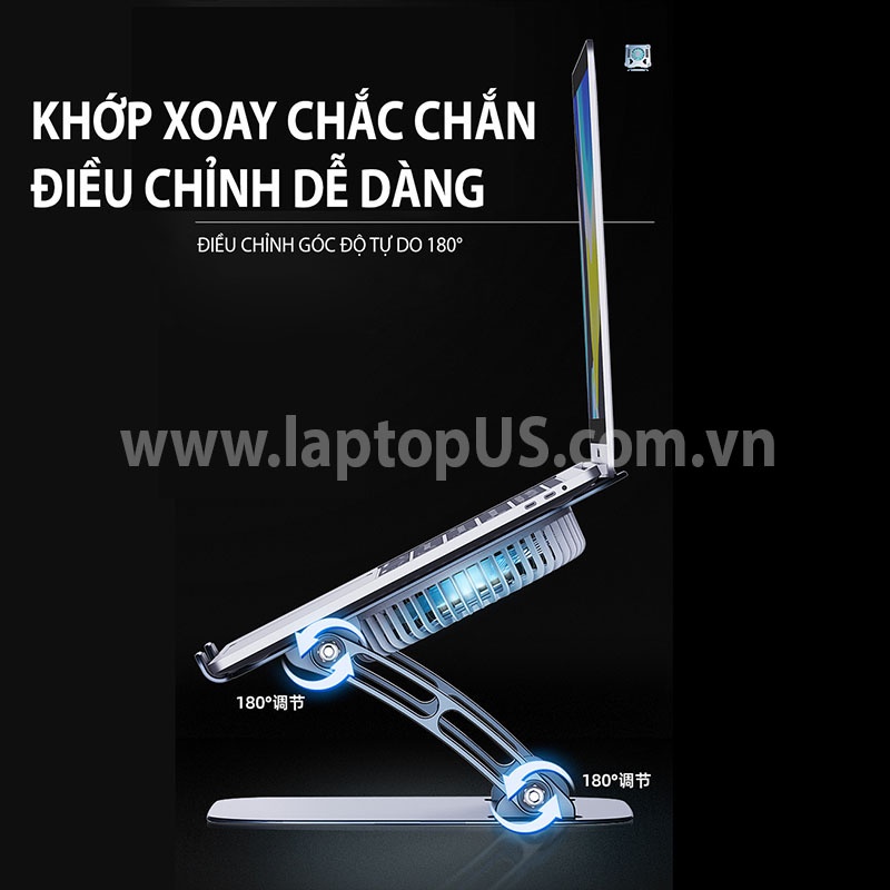 Giá đỡ Laptop Macbook Tản Nhiệt Nhôm Quạt Mát Mẻ