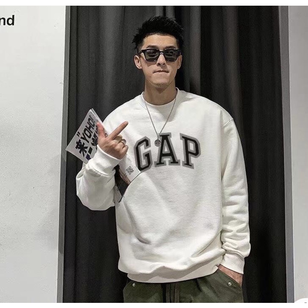Áo sweater nỉ bông siêu dày in chữ ngực GAP phong cách Hàn Quốc form rộng unisex | BigBuy360 - bigbuy360.vn