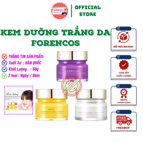 Kem dưỡng trắng da ngày/đêm FORENCOS 50g (HÀN QUỐC) . Trắng Mịn,Cấp Ẩm,Căng Bóng Da,Chống Lã.o Hó.a [CHÍNH-HÃNG 100%]