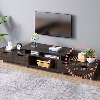 ( Hỗ trợ lắp đặt - Ship) Kệ tivi cánh trơn Gỗ MDF kháng nước, kích thước (120-190)*30*36cm ( Màu đen )