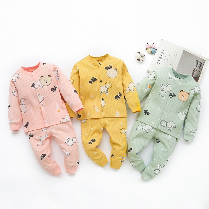 Bộ cotton dài tay thu đông cho bé Trai bé Gái Hàng Quảng Châu xuất Khẩu BDT15