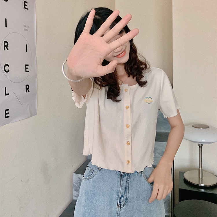 Áo Thun Ngắn Tay Màu Trơn Thêu Họa Tiết Dành Cho Nữ JL-TX-312