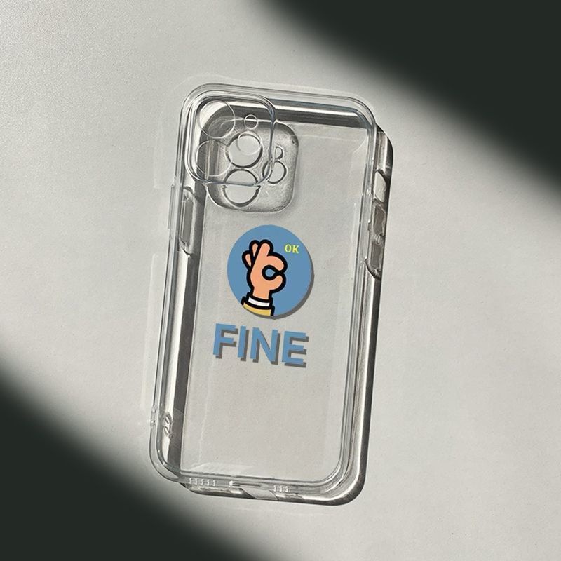 Ốp điện thoại iphone trong suốt in hình Ok fine đơn giản đẹp cho iphone 13promax/14plus/xsmax/6/7/se2020/xr/11pro/x/xs