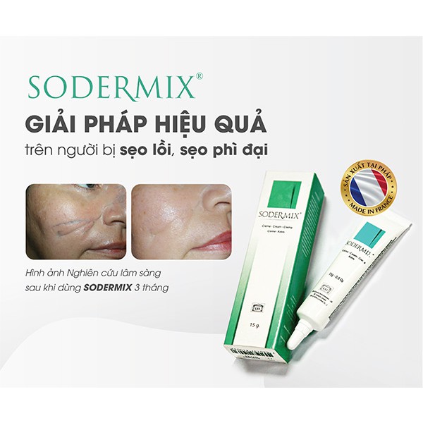 Sodermix Cream 15g Dùng cho sẹo lồi, sẹo phì đại, chàm Sodemix