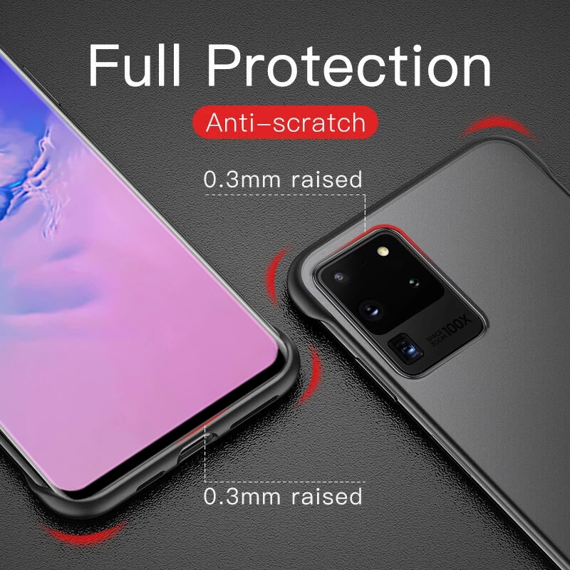 Ốp lưng không viền chất liệu PC siêu mỏng chống sốc có nhẫn cho Samsung Galaxy S21 S20 Ultra S10 S9 S8 Plus S10e S7 Edge
