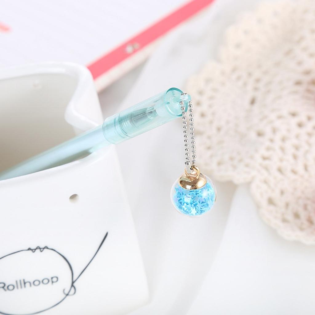 Bút Nước Mực Gel Cute EDUSKU Mặt Dây Chuyền Quả Cầu Pha Lê Điều Ước Dễ Thương