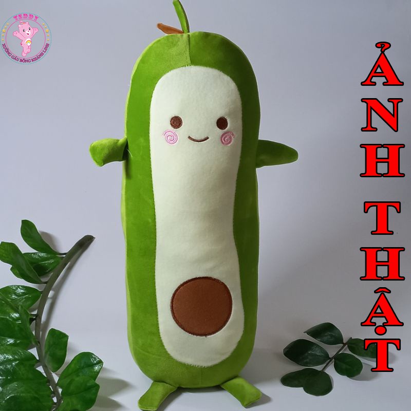 Gấu Bông Hình Trái Bơ Dài Size 50Cm Siêu Ngộ Nghĩnh Đươc Làm Bằng Vải Nhung Co Dãn 4 Chiều Nhồi Bông Gòn Trắng