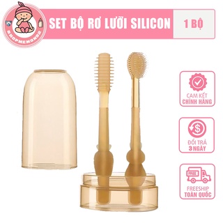 Set rơ lưỡi,Bộ Rơ Lưỡi Silicon Bản Chải Silicon Cho Bé Vkool Mềm Chống Tưa