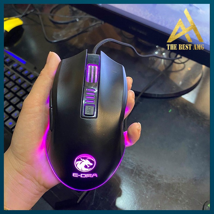 Chuột Máy Vi Tính Laptop Mouse Chơi Game E-DRA EMS612 Đèn LED 7 Màu RGB - Chuột Gaming Có Dây Chuyên Game