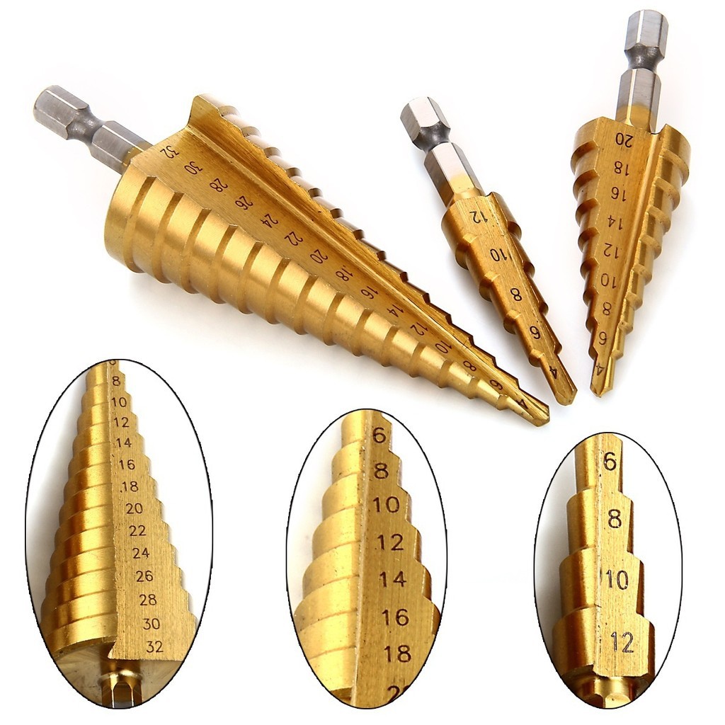 1PC 4-20mm HSS Hex Shank Step Cone Drill Bit Titanium Coated Hole Cutter Set