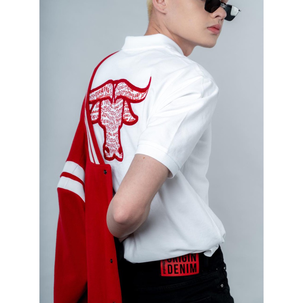 ÁO POLO FAPAS TRẮNG BUFFALO HÌNH LƯNG JANSHOP