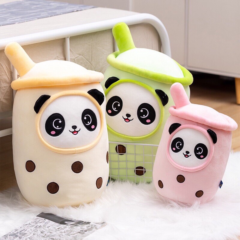 Cao Cấp Gấu Bông LY TRÀ SỮA Hình GẤU PANDA 25cm-40cm Dễ Thương - Chất Miniso Mềm