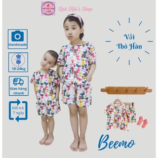 [Ảnh thật] Bộ quần áo cộc tay mặc nhà cho bé size 8-26kg Beemo