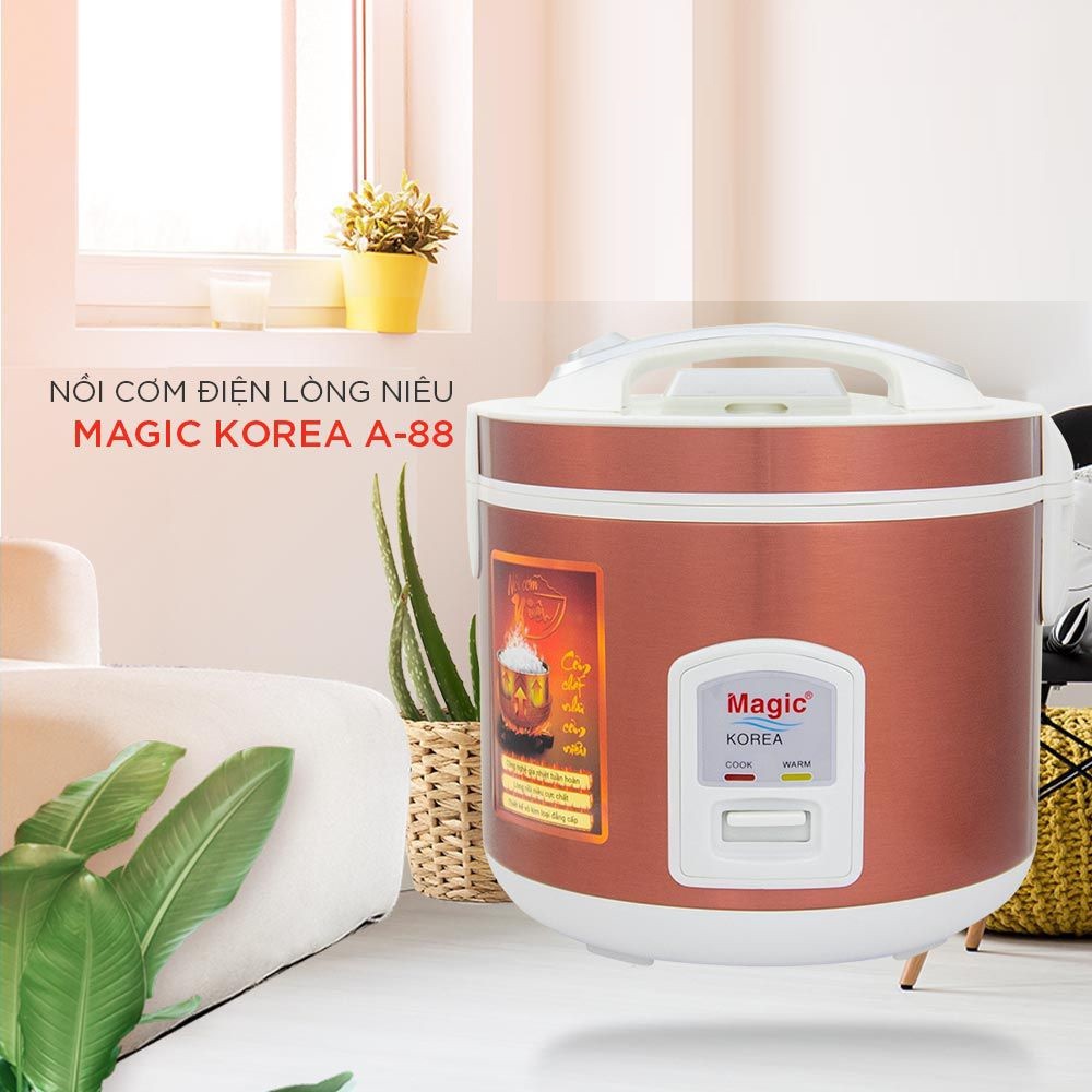 Nồi cơm điện lòng niêu Magic Korea A88 | Dung Tích 2L | Công Suất 650W | Tặng Bộ Dao Làm Bếp 8 Món