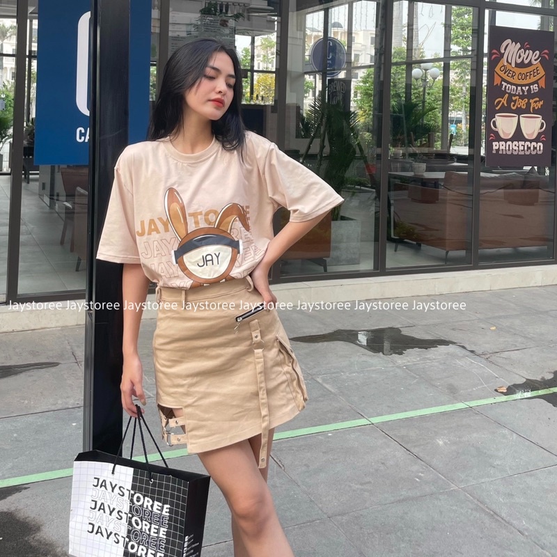 Áo Thun Tay Lỡ Unisex THỎ JAY màu ĐEN/TRẮNG/TAN 🧸/Nam nữ unisex/Áo phông cổ tròn form rộng Jaystoree