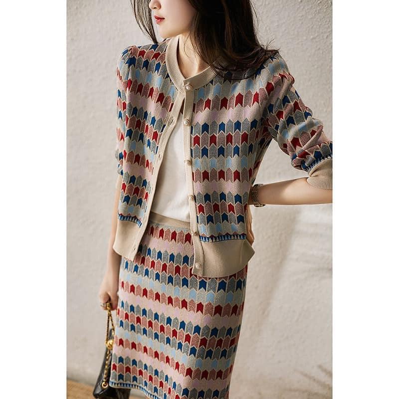 Set váy len hoạ tiết