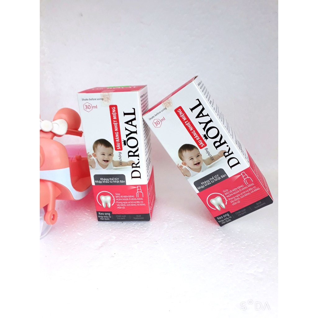 Xịt chống sâu răng nhiệt miệng Dr Royal, giúp bảo vệ men răng, ngăn ngừa ố vàng răng; Phòng sâu răng, sún răng, viêm lợi