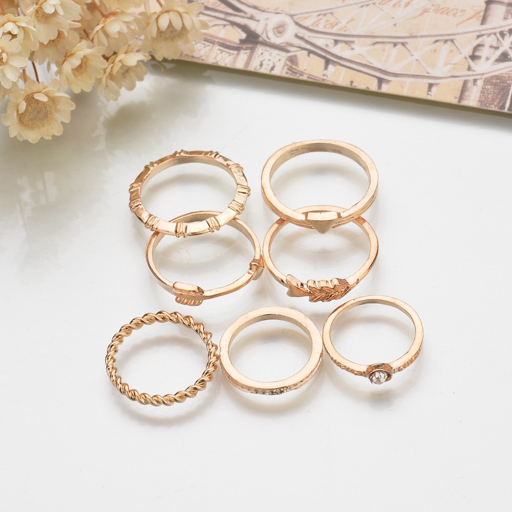 Set 7 nhẫn phong cách bohemian cổ điển trẻ trung cho nữ