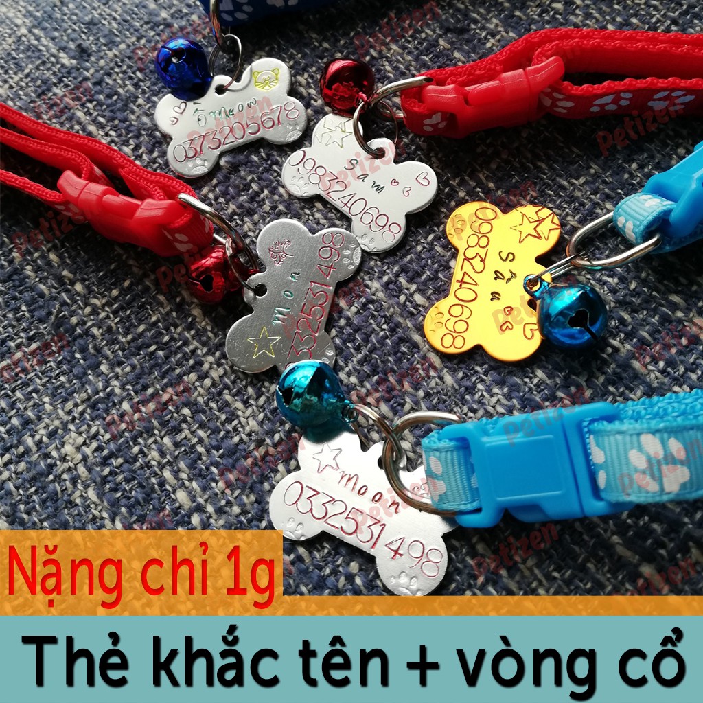 Thẻ khắc tên kèm theo vòng cổ Chó Mèo nhỏ