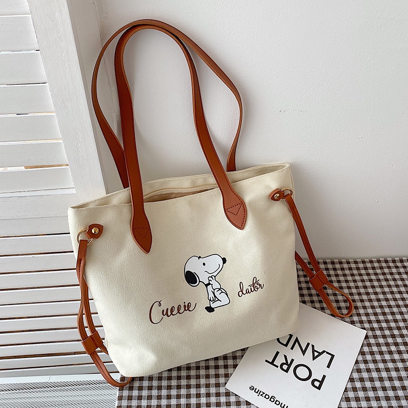 Túi Xách tote Vải canvas In Hình Snoopy Đáng Yêu Thời Trang Cho Nữ