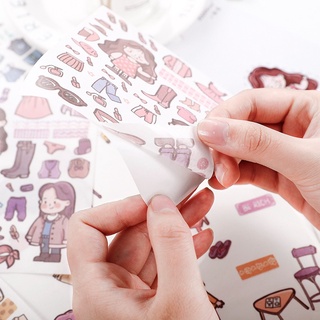 Set 4 tờ WASHI STICKER CUTE dán trang trí sổ bullet journal