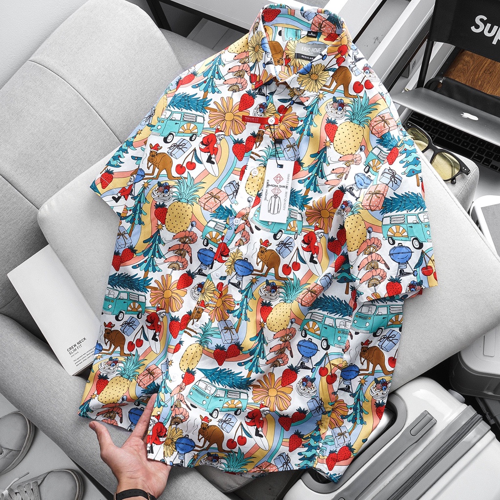 Áo sơmi nam hoa lá cành chất vải cotton lụa siêu mềm siêu đẹp , màu đẹp thấm hút tốt ❤️ SMEH8