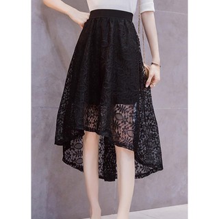 Chân váy freesize Mullet-ren vạt ngắn dài