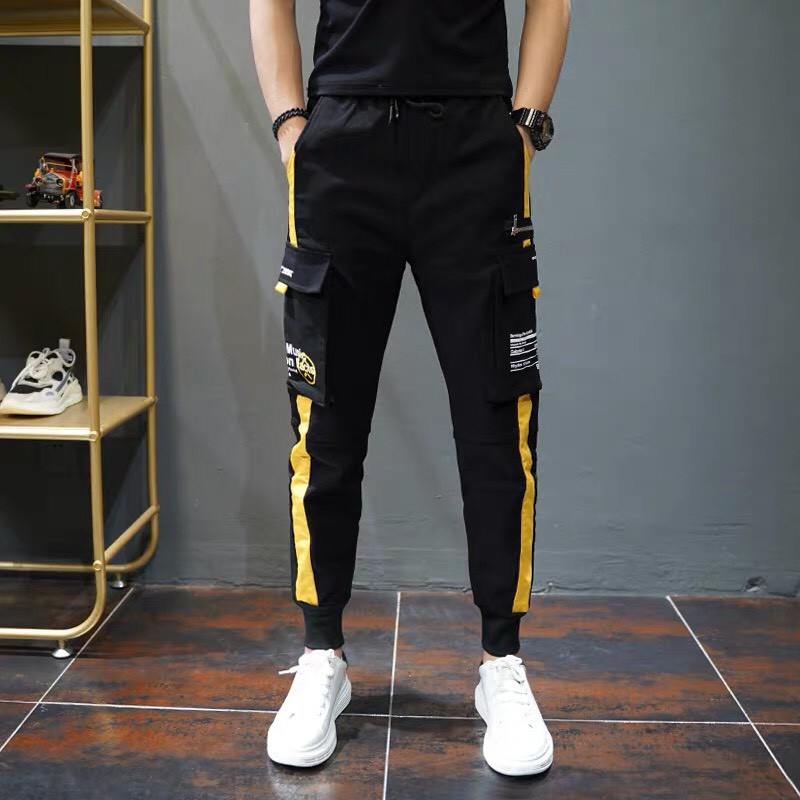 Quần jogger túi hộp phối sọc vải kaki cực chất