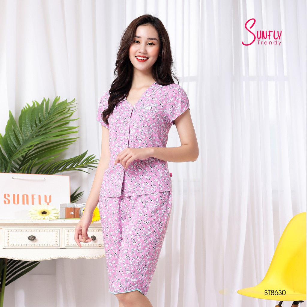 Bộ lanh mặc nhà SUNFLY xuân hè ST8630