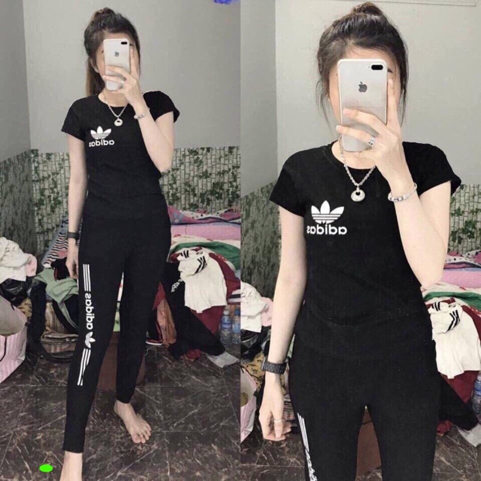 Đồ bộ cotton thể thao logo thêu siêu xinh
