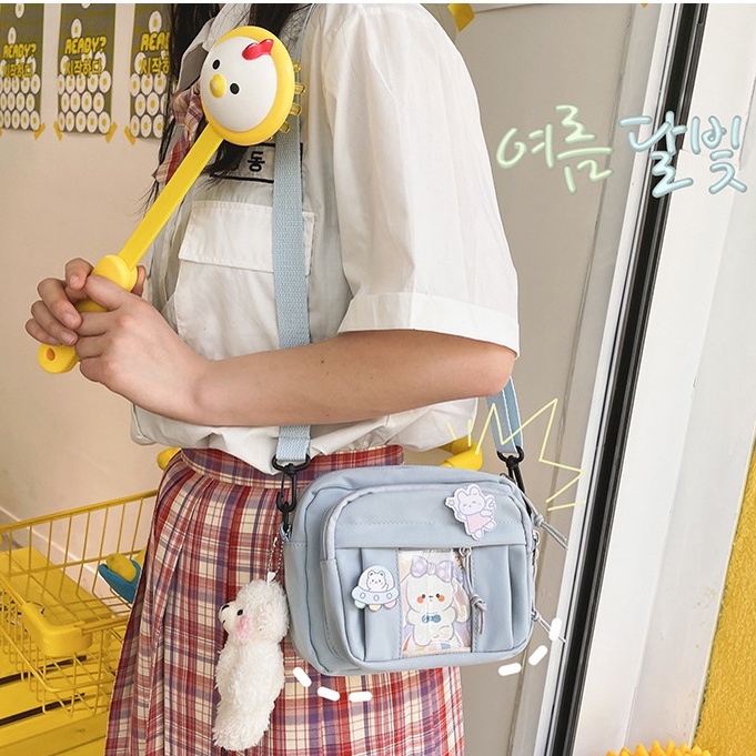 Túi đeo chéo nữ ulzzang  ngăn trong suốt  đi chơi mini da mềm cá tính giá rẻ kèm 3 sticker  ( TC ULZ06)