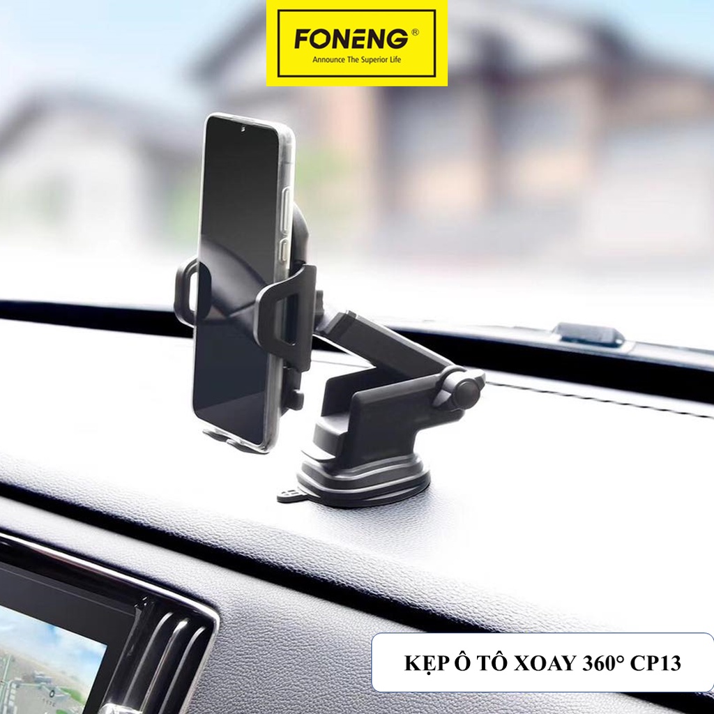 Giá Đỡ Điện Thoại Trên Ô Tô FONENG CP13 Gắn Taplo, Hút Chân Không Dán Kính Xe Hơi Xoay 360 Độ