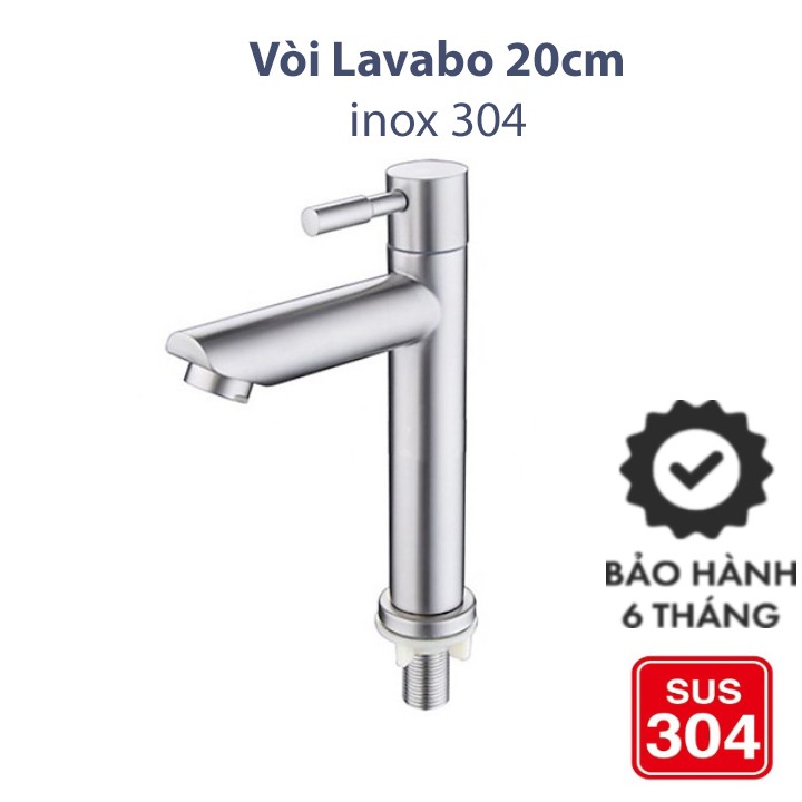 Vòi lavabo lạnh cao cấp inox 304 2 tấc,vòi lavabo lạnh điếu,Vòi rửa mặt 1 đường nước inox 304