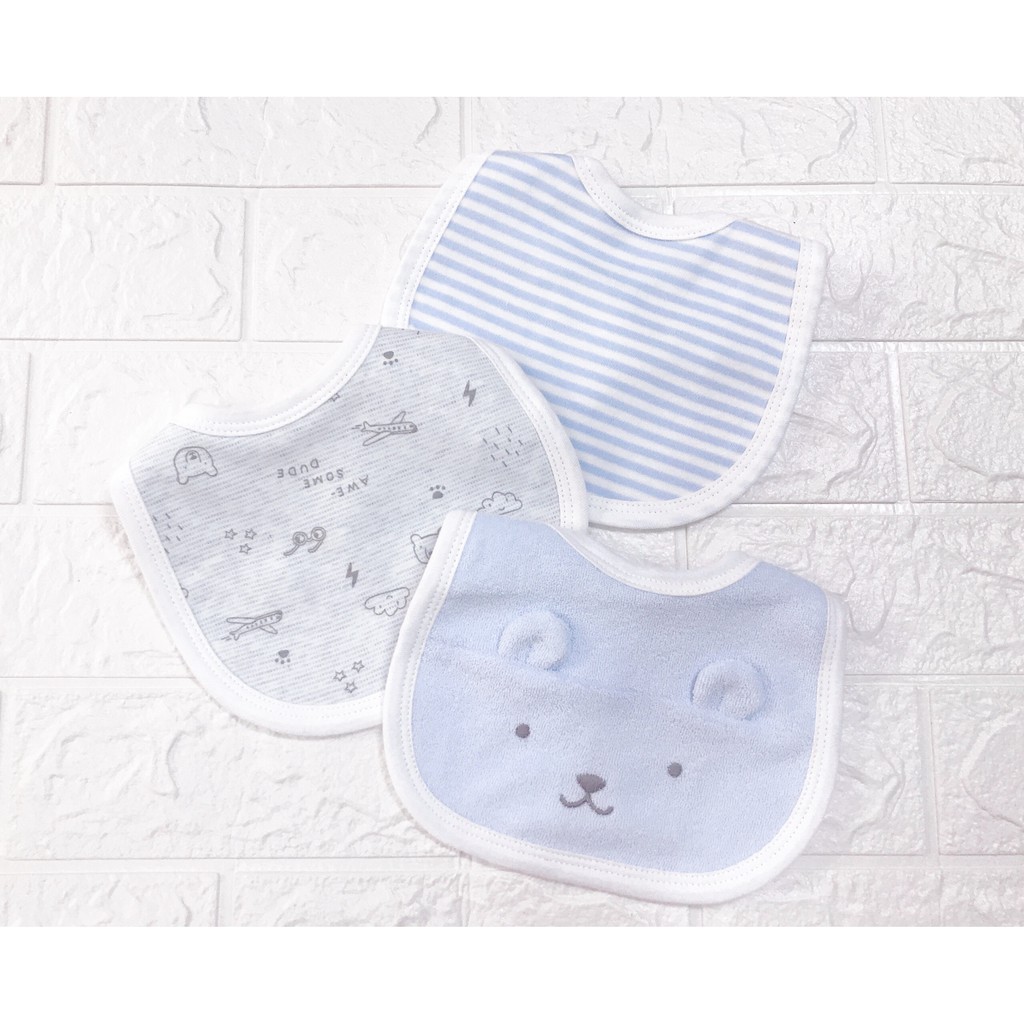 Momcare- Set 3c yếm tròn họa tiết gấu cho bé